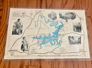 Antike 1947 Karte Possum Königreich See Texas Angeln Texana Kartographie Wandbild - Bild 1 von 2