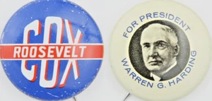Vintage 1920 Presidential Campaign Pin Button Lot James Cox Warren Harding Repro - Picture 1 of 10