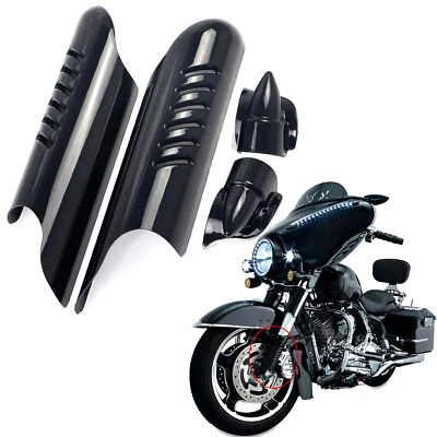 Black Fork Lower Leg Deflectors Cover For Harley Road King FLHR Police EFI FLHPI Foto 1 de 4