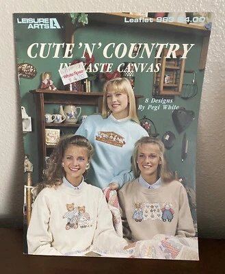 Cute N Country In Waste Canvas Cross Stitch Patterns by Leisure Arts NOS - Image 1 of 4