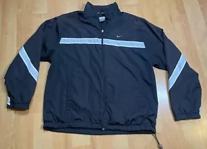 Vintage Nike Jacket Men Large Black Gray Windbreaker Track Suit Y2K 2000s Lined - Picture 1 of 10