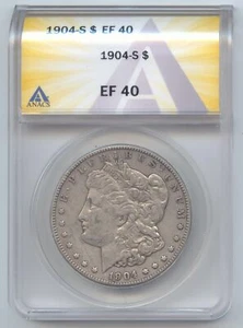 1904-S Morgan Silver Dollar, Scarce S Mint, ANACS EF-40 - Picture 1 of 2