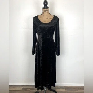 Brett Alixander Y2K 90s Velvet Maxi Dress Size 12 Black Whimsigoth Witchy Goth - Bild 1 von 9