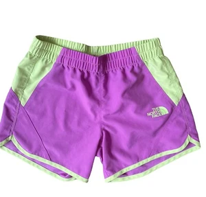 The North Face Shorts Girls Medium 10/12 Purple Yellow Athletic Running Nylon - Picture 1 of 7