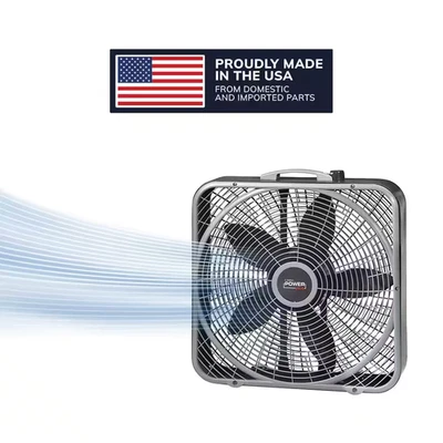 Lasko 20 in. Power Plus Box Fan 3-Speed Floor Steel Indoor Built-in Carry Handle - Image 1 of 4