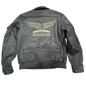 Harley Davidson Men SQUADRON Leather Jacket Military Bomber Medium 97082-09VM - Picture 1 of 13