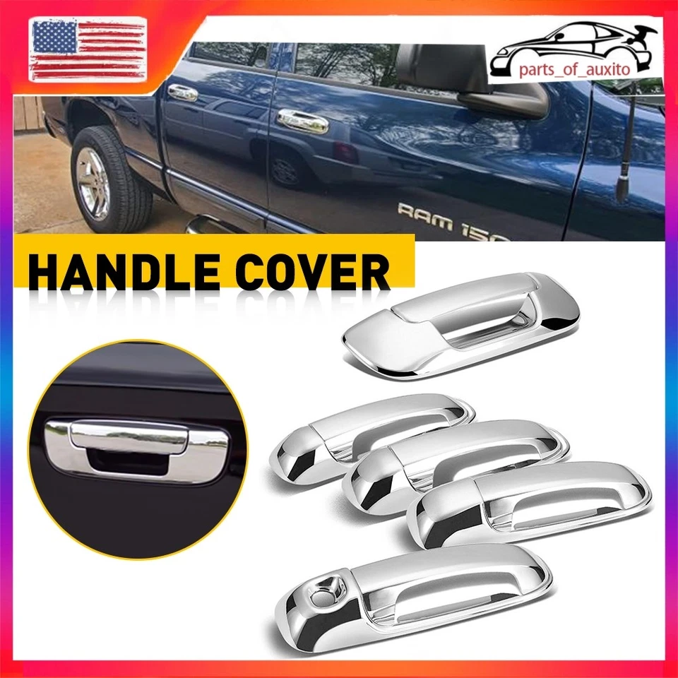 Juego completo de 4 cubiertas de puerta de manija de auto cromadas para Dodge Ram 1500 EOOK 02-2008 Foto 1 de 1