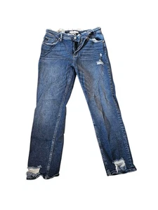 Kancan Jeans Donna 29 Blu Denim Rise Distress Difetto Grunge - Foto 1 di 5