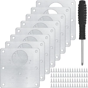 20 Pcs Cabinet Hinge Repair Plates Kits, Kitchen Cupboard Door Silver - Picture 1 of 7