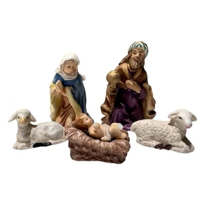 Presepe vintage in porcellana ceramica dipinto a mano (set di 5) Maria Bambino Gesù - Foto 1 di 9