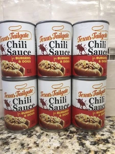 6 LATTINE Texas Tailgate Hot Dog Salsa al peperoncino NO fagioli salsa hamburger Pete - Foto 1 di 4