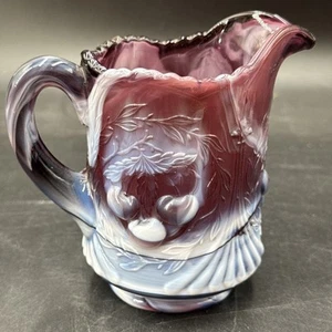 Westmoreland Imperial Schlacke Glas Amethyst lila weiß Wirbel Kirsche Krug 5" Höhe - Bild 1 von 10