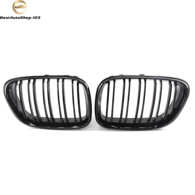 Front Kidney Grille Grill Gloss Black Double Line Style For BMW X5 E53 2000-2003 - Image 1 of 4