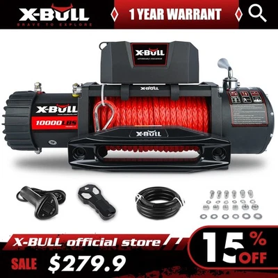X-BULL Electric Winch 10000Lbs Synthetic Rope Towing Trailer Truck SUV 4WD 4X4 Foto 1 de 4