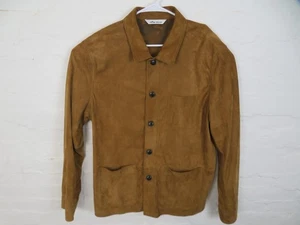 Peter Millar Goat Suede Jacket Mens Large Brown Camo Lined Shacket Button Front - Picture 1 of 11