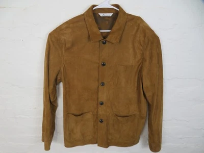 Peter Millar Goat Suede Jacket Mens Large Brown Camo Lined Shacket Button Front - Image 1 of 4