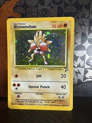 Hitmonchan 🌀SWIRL🌀8/130 Holo Base Set 2 Pokémon TCG LP-  - Image 1 of 4
