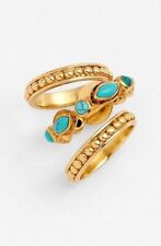 Vintage, Antique 3Ct Simulated Turquoise Wedding Ring Set 14k Yellow Gold Plated