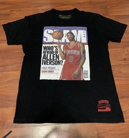Mitchell & Ness Allen Iverson Shirt Medium Black SLAM Sixers 1997 NBA Basketball Cover