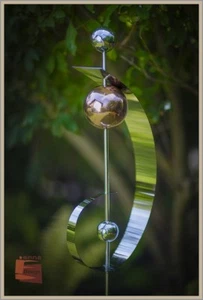 Stele Gartenstecker Rosenstab Edelstahl Kugeln kupfer /silberfarben 135 cm *NEU* - Bild 1 von 4