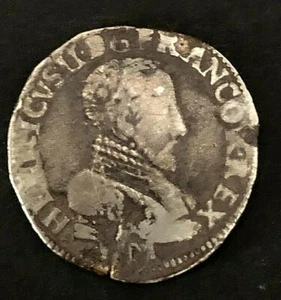 Henri II Teston Mit Kopf Unbedeckt 3eme Typ K Bordeaux Silber - Picture 1 of 2