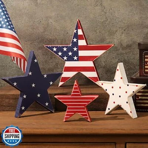 Treory 4th of July Decorations, 4pcs July 4th Patriotic Tiered Tray Decor Woo - Bild 1 von 5