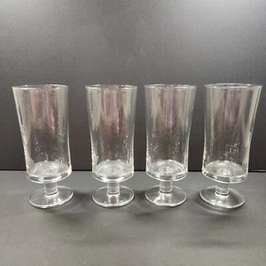 Set of 4 Clear Glass Footed Beer Drinking Glasses Barware 14 oz - Picture 1 of 10