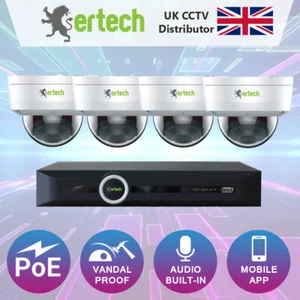 1080p 2MP CCTV Sistema IP PoE 4K NVR Audio Micrófono Vándalo Cúpula Cámara Kit de Seguridad - Imagen 1 de 6