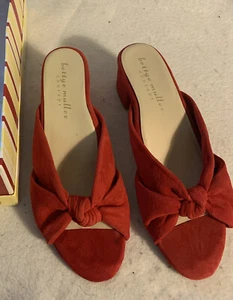 Womens Bettye Muller Concepts Red Leather Top Knotted Slip On Size 7M W/box - Picture 1 of 9