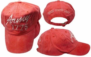 U.S. Army 1775 Red / Pink Embroidered Washed Style Hat Ball Cap Cover - Picture 1 of 6