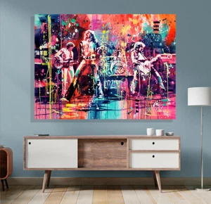 LED ZEPPELIN PRINT ON STRETCHED CANVAS PRINTS ABSTRACT ARTWORK DECOR ART HOME - Picture 1 of 5
