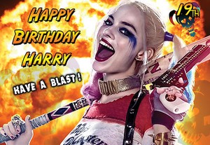 Harley Quinn Margot Robbie PERSONALISED Happy Birthday Suicide Squad ART Card 