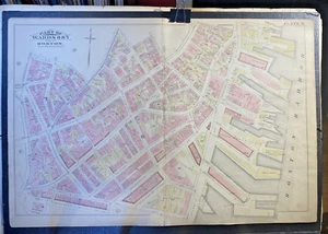 1883 Bromley Map BOSTON MA color VG Wards 6 & 7 Plate B North End & Waterfront - Picture 1 of 7