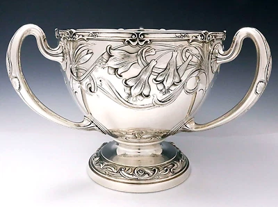 Enorme Gorham ART NOUVEAU Sterling PUNCH BOWL Fucsias 79 OZ Foto 1 de 4