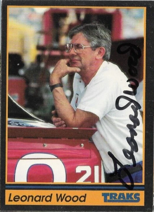 @@NASCAR Leonard Wood signed 1991 TRAKS racing card auto #91 HOF - Image 1 of 1