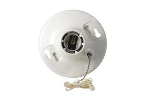 1-Piece Top Wired Lamp Holder, Pull Chain, 660W, Medium, White - Picture 1 of 12