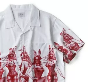 FUCT 🙂 🙂 EE. UU. DEATH BUNNY Hawaiana Aloha Botones Camisa de Campamento Suprema SSDD - Imagen 1 de 12