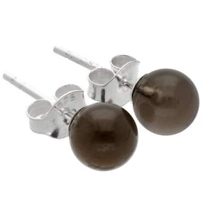 Rauchquarz Ohrstecker 6 mm Kugel Edelstein Ohrringe 925er Silber | Schmuck - Bild 1 von 4