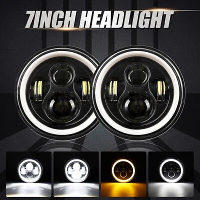 2x 7" inch LED Headlights Projector Hi/Lo Beam DRL Light for Jeep Wrangler TJ JK - Image 1 of 4
