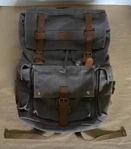 Kattee Unisex Canvas Backpack Large Bag Travel Rucksack Laptop Bag Gray - Picture 1 of 7