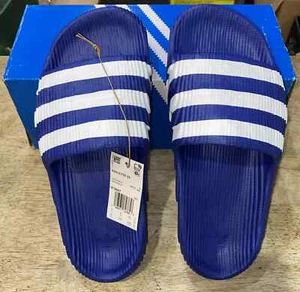 Adidas Originals Adilette 22 Slides (IF3667) Topograph Stripes  Royal Blue White - Picture 1 of 3