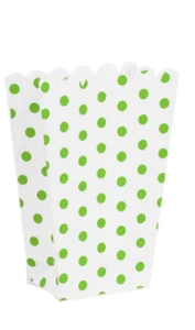 5 Favor Boxes Popcorn Treat Polka Dots Goody Boxes Green Party NEW - Picture 1 of 2
