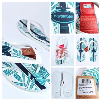 Havaianas США 13 мужчин шлепанцы белый/индиго синий сандалии Aloha пляж бассейн новый - Изображение 1 из 4