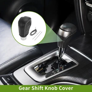 Gear Shift Knob Cover for Honda Civic 2016-2021 Pebbled Black Grey Faux Leather - Picture 1 of 6