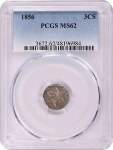 1856 Three Cent Silver MS62 PCGS - Picture 1 of 2