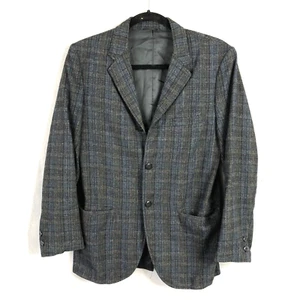 Vintage Elderado Sports Coat Youth 34 Gray Plaid Wool Tom Sawyer Academia - Picture 1 of 12