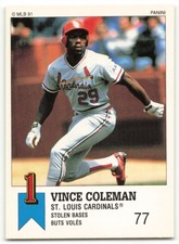 1991 PANINI CANADIAN TOP 15 VINCE COLEMAN ST. LOUIS CARDINALS #41