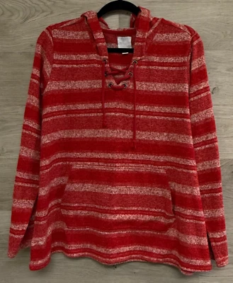 Sudadera Sunday Mujer Extra Grande Sudadera con Capucha Suéter Rojo Rayas Suave Manga Larga Foto 1 de 4