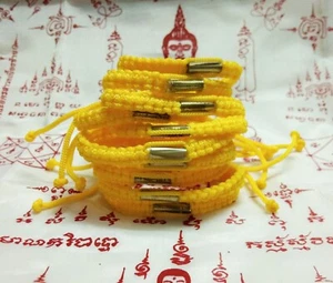 10 Pc SAI SIN Sheet Yant Bracelet Buddha Yellow Thai Amulet Sacred Protect life - Picture 1 of 6