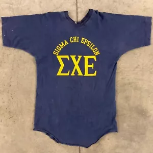 Vintage Sigma Chi Epsilon griechischer Buchstabe Velva Glanz Frat Fußball Trikot T-Shirt - Bild 1 von 6